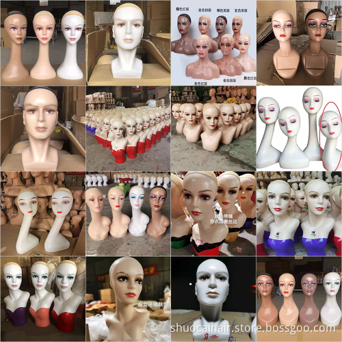 Mannequins Practical Mannequin Head Dummy Head Female Head Model Hat Wig Glasses Convenient Prop Display With Shoulders Smiling